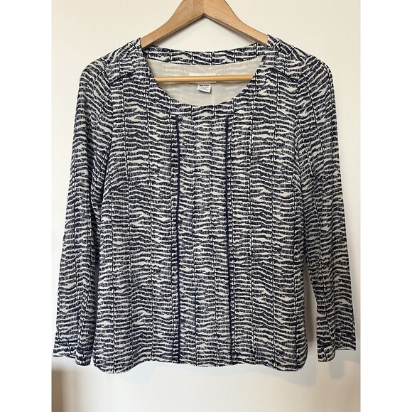 Vineyard Vines Navy And White Striped Long Sleeve Silk Blend Blouse Size… - Picture 1 of 7